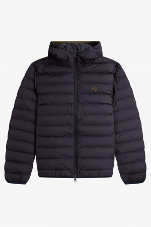Fred Perry Mit Kapuze Insulated Mäntel Herren Navy | PCHER46911