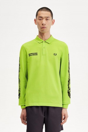 Fred Perry Noongoons Long Sleeve Graphic Polo Shirt Polo Shirts Herren Grün | PCHER89899