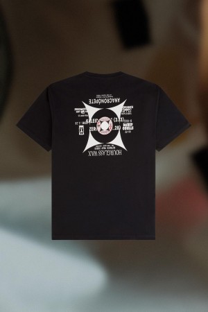 Fred Perry Oversized Printed T-shirts Herren Schwarz | DCHVO45465