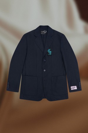 Fred Perry Patch Detail Blazer Mäntel Herren Navy | CHNZX73060
