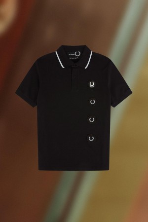 Fred Perry Patch Detail Polo Shirt Polo Shirts Herren Schwarz | CHJKU62946