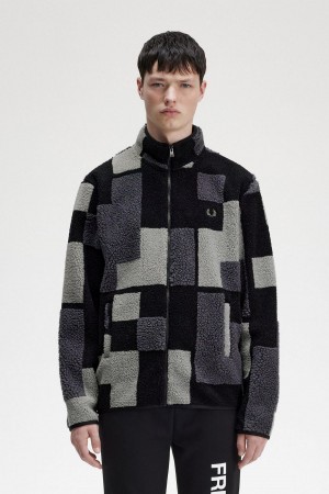 Fred Perry Pixel Borg Fleece Sweatshirts Herren Schwarz | SCHVO45955