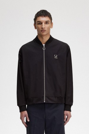 Fred Perry Printed Bomber Mäntel Herren Schwarz | CHZDE72514