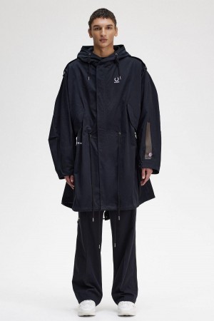 Fred Perry Printed Patch Parka Mäntel Herren Schwarz | QCHUV37861
