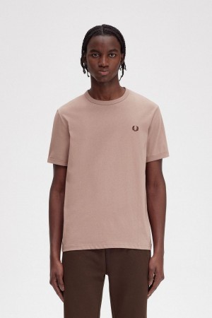 Fred Perry Ringer T-shirts Herren Dunkelrosa | CHQAV50686