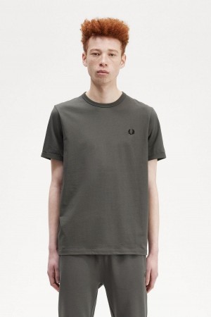 Fred Perry Ringer T-shirts Herren Grün | CHJKU35304