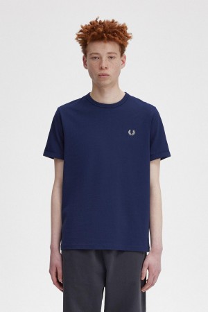 Fred Perry Ringer T-shirts Herren Navy Weiß | CHCVG83301
