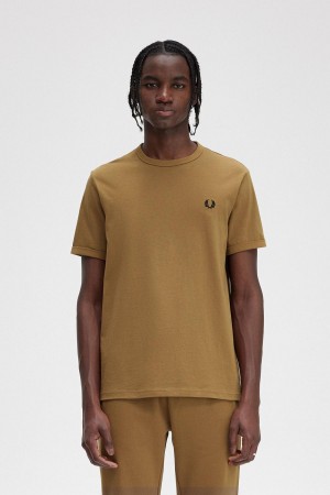 Fred Perry Ringer T-shirts Herren Shaded Stone | ECHVG99683