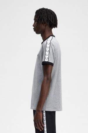 Fred Perry Taped Ringer T-shirts Herren Steel Marl | CHJKU57714
