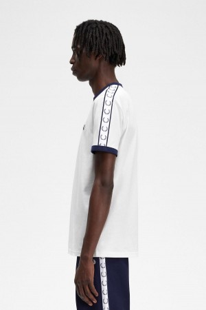 Fred Perry Taped Ringer T-shirts Herren Weiß | YCHVQ19170