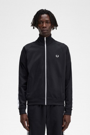 Fred Perry Taped Trainingsjacke Herren Schwarz | CHICD73932