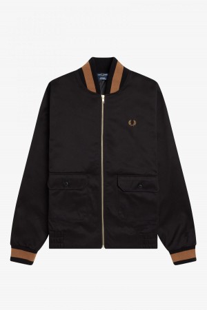 Fred Perry Tennis Bomber Mäntel Herren Schwarz | CHJBT91828
