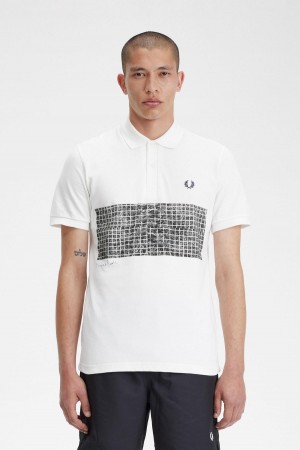 Fred Perry Tennis Print Fred Perry Shirt Polo Shirts Herren Weiß | PCHER35909