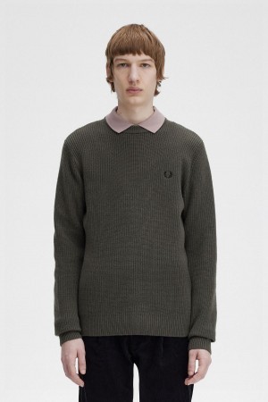 Fred Perry Textured Lambswool Jumper Strickwaren Herren Grün | CHNEJ40074