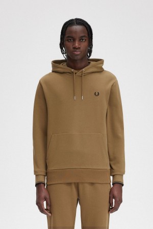 Fred Perry Tipped Mit Kapuze Sweatshirt Trainingsanzug Herren Shaded Stone / Burnt Tobacco | CHCVG56247