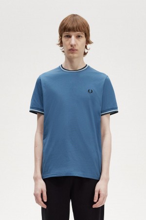 Fred Perry Twin Tipped T-shirts Herren Blau | TCHWZ31794