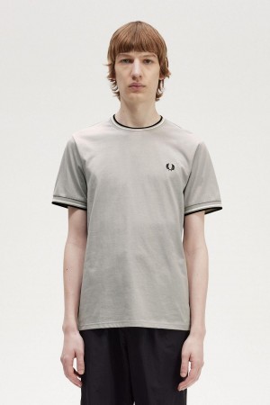 Fred Perry Twin Tipped T-shirts Herren Limestone | UCHND85792