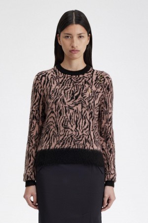 Fred Perry Zebra Jumper Strickwaren Damen Rosa Rosa | BCHSO32327