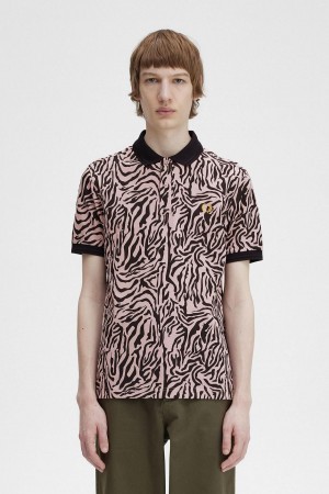 Fred Perry Zebra Print Fred Perry Shirt Polo Shirts Herren Rosa Rosa | CHQCS10400