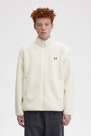 Fred Perry Zip Through Borg Fleece Mäntel Herren Ecru | CHXMI15346