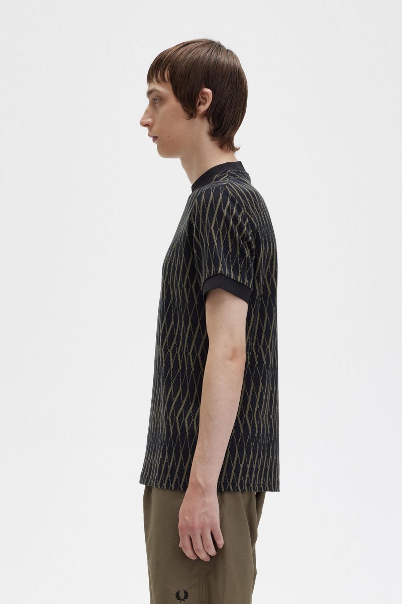 Fred Perry Argyle Jacquard T-shirts Herren Schwarz | CHICD23541