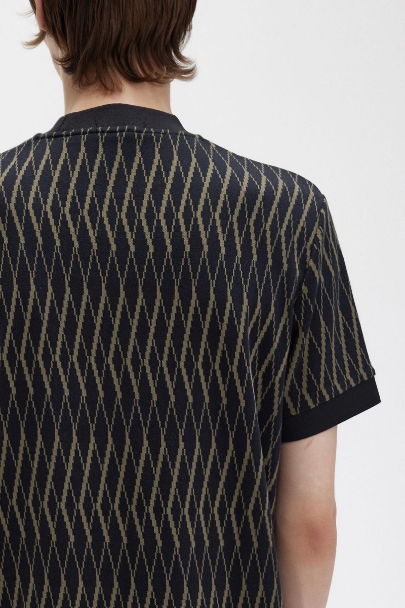 Fred Perry Argyle Jacquard T-shirts Herren Schwarz | CHICD23541