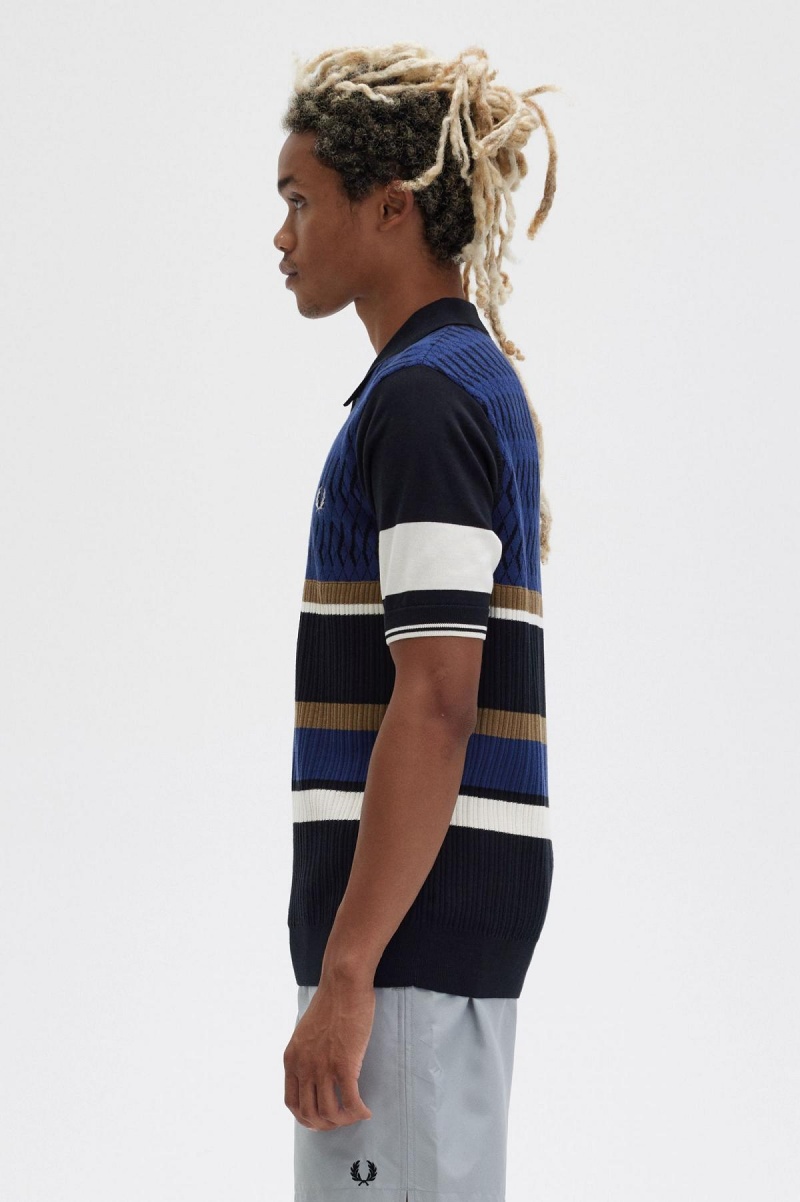 Fred Perry Argyle Panel Gestrickt Shirt Strickwaren Herren Navy | SCHNY22268