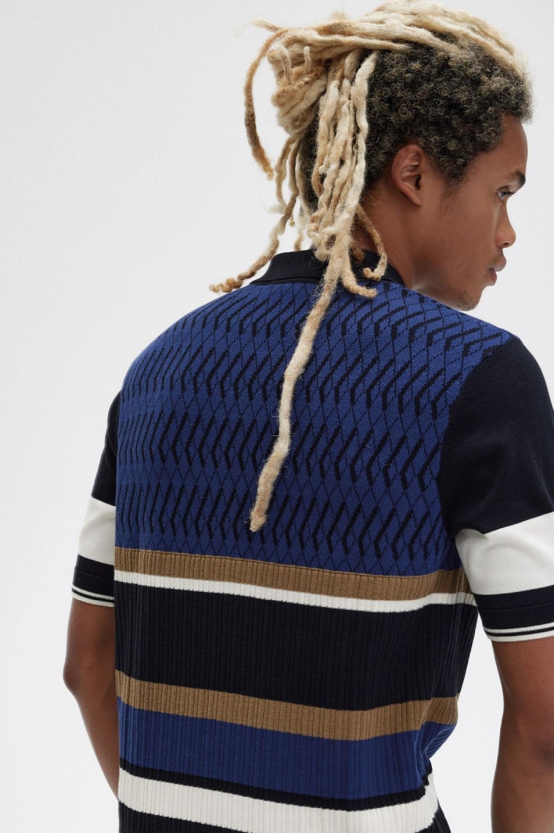 Fred Perry Argyle Panel Gestrickt Shirt Strickwaren Herren Navy | SCHNY22268