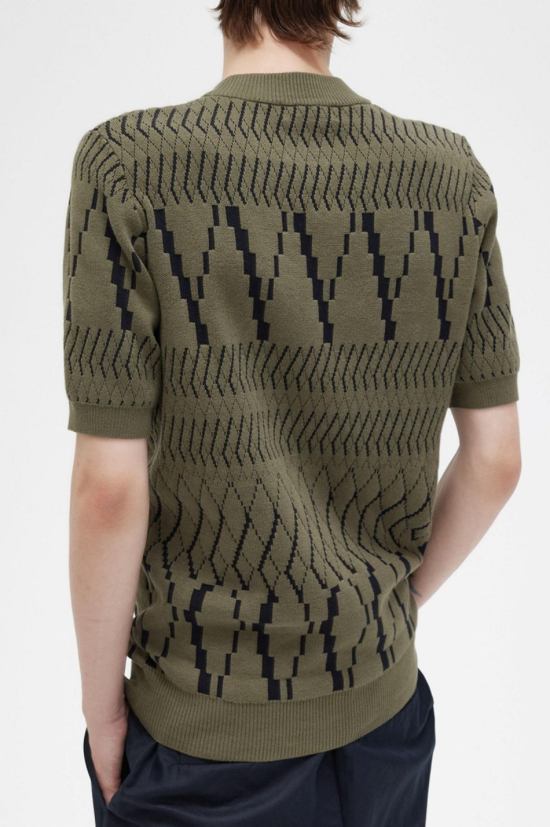 Fred Perry Argyle Panel Gestrickt T-Shirt Strickwaren Herren Grün | CHDYB36317