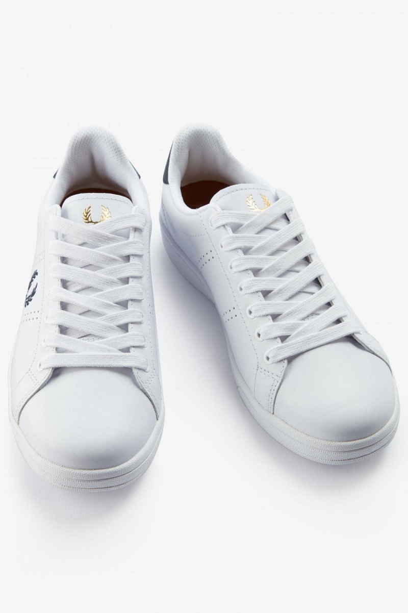 Fred Perry B721 Schuhe Herren Weiß Navy | XCHBH40027