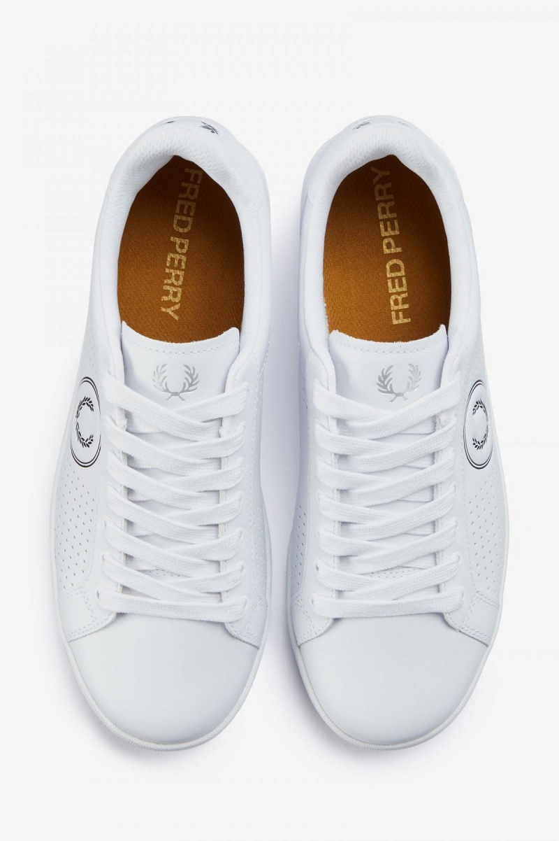 Fred Perry B721 Schuhe Herren Weiß Schwarz | BCHSO73945