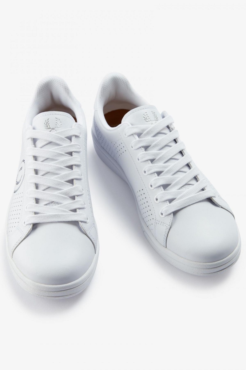 Fred Perry B721 Schuhe Herren Weiß Schwarz | BCHSO73945