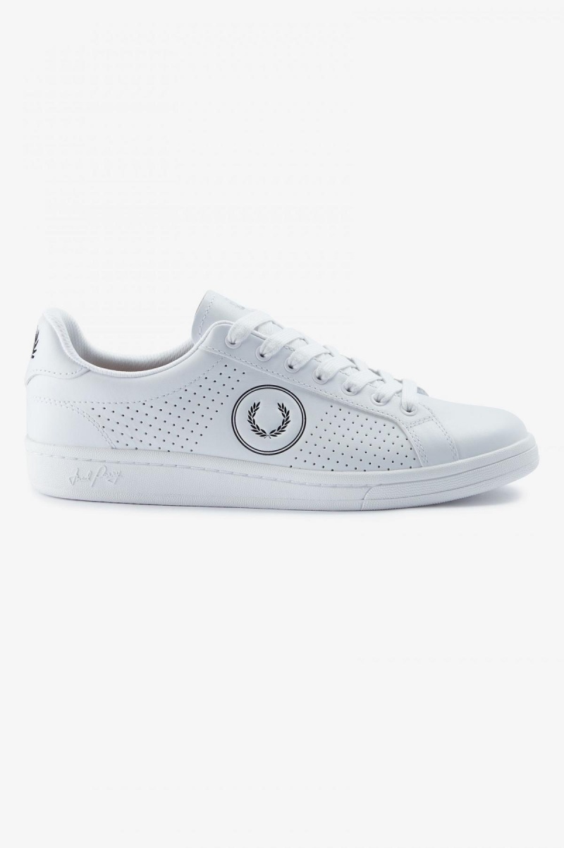 Fred Perry B721 Schuhe Herren Weiß Schwarz | BCHSO73945