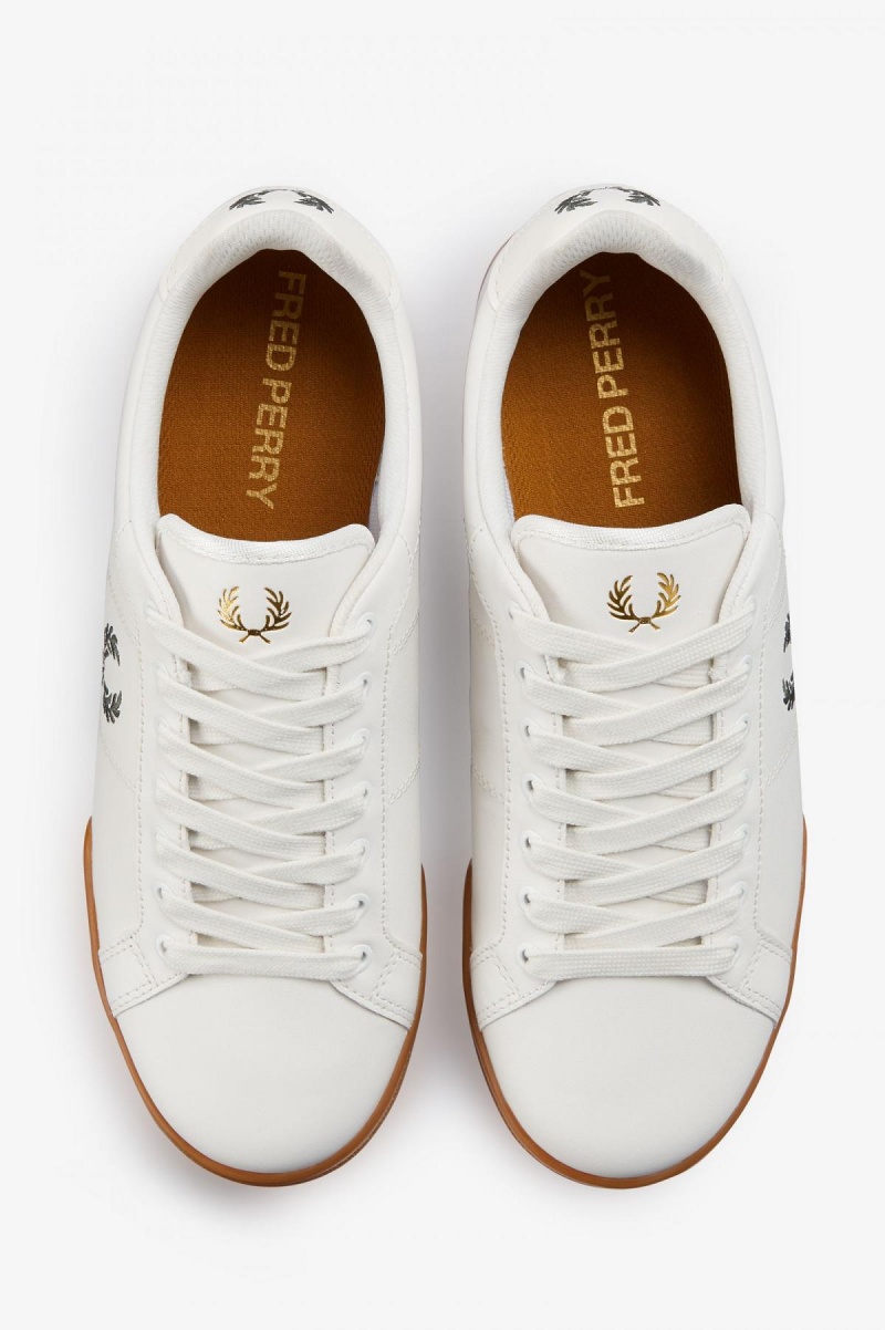 Fred Perry B722 Schuhe Herren Weiß Grün | XCHGW81870