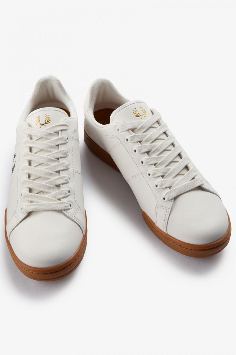 Fred Perry B722 Schuhe Herren Weiß Grün | XCHGW81870