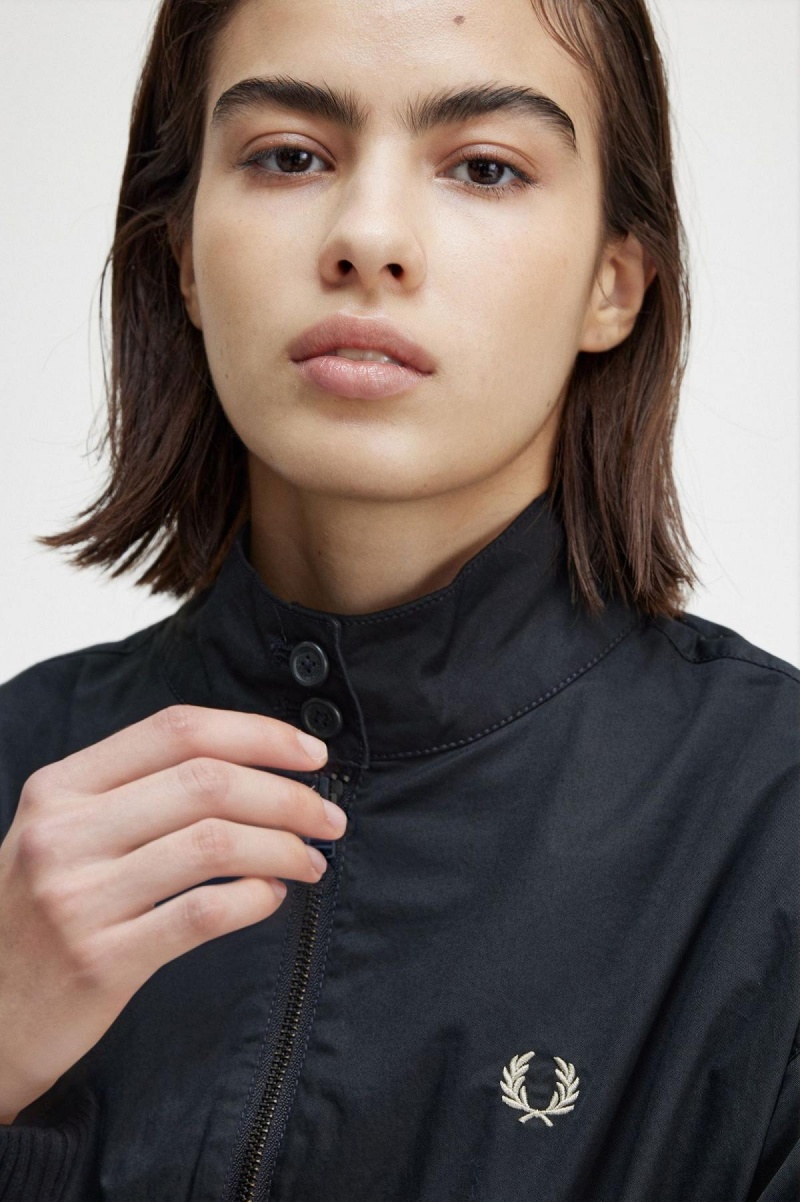 Fred Perry Batwing Zip-Through Mäntel Damen Navy | TCHWZ96290