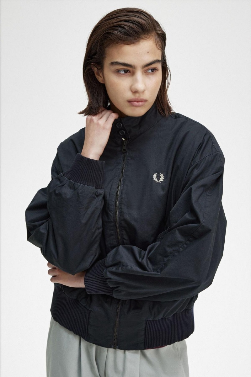 Fred Perry Batwing Zip-Through Mäntel Damen Navy | TCHWZ96290