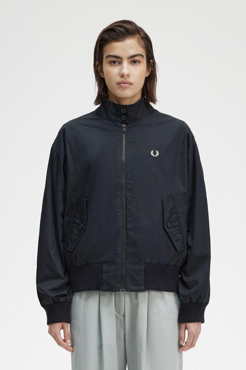 Fred Perry Batwing Zip-Through Mäntel Damen Navy | TCHWZ96290
