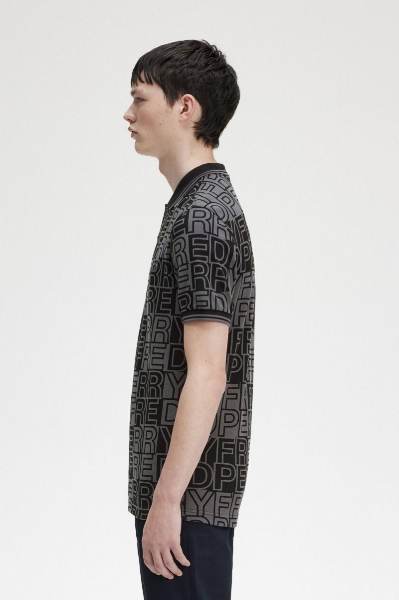 Fred Perry Block Graphic Fred Perry Shirt Polo Shirts Herren Gunmetal | GCHUC28238