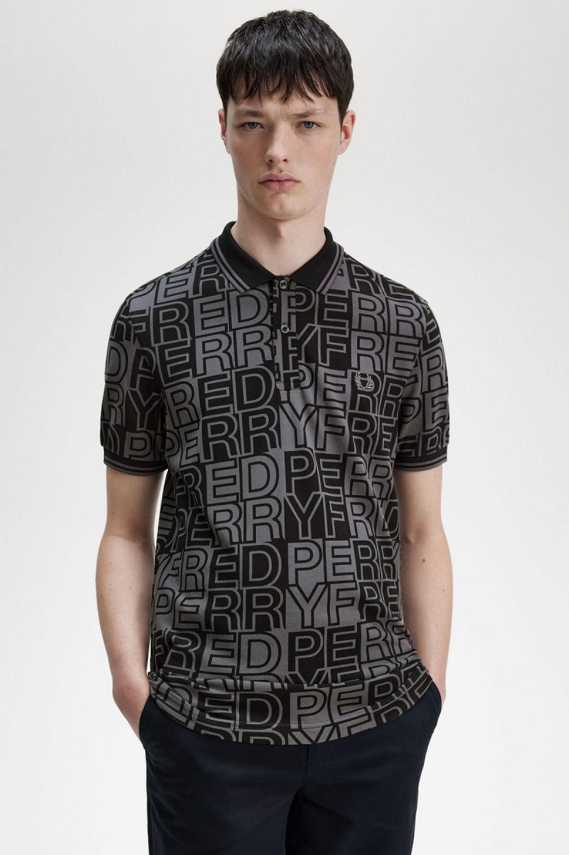 Fred Perry Block Graphic Fred Perry Shirt Polo Shirts Herren Gunmetal | GCHUC28238