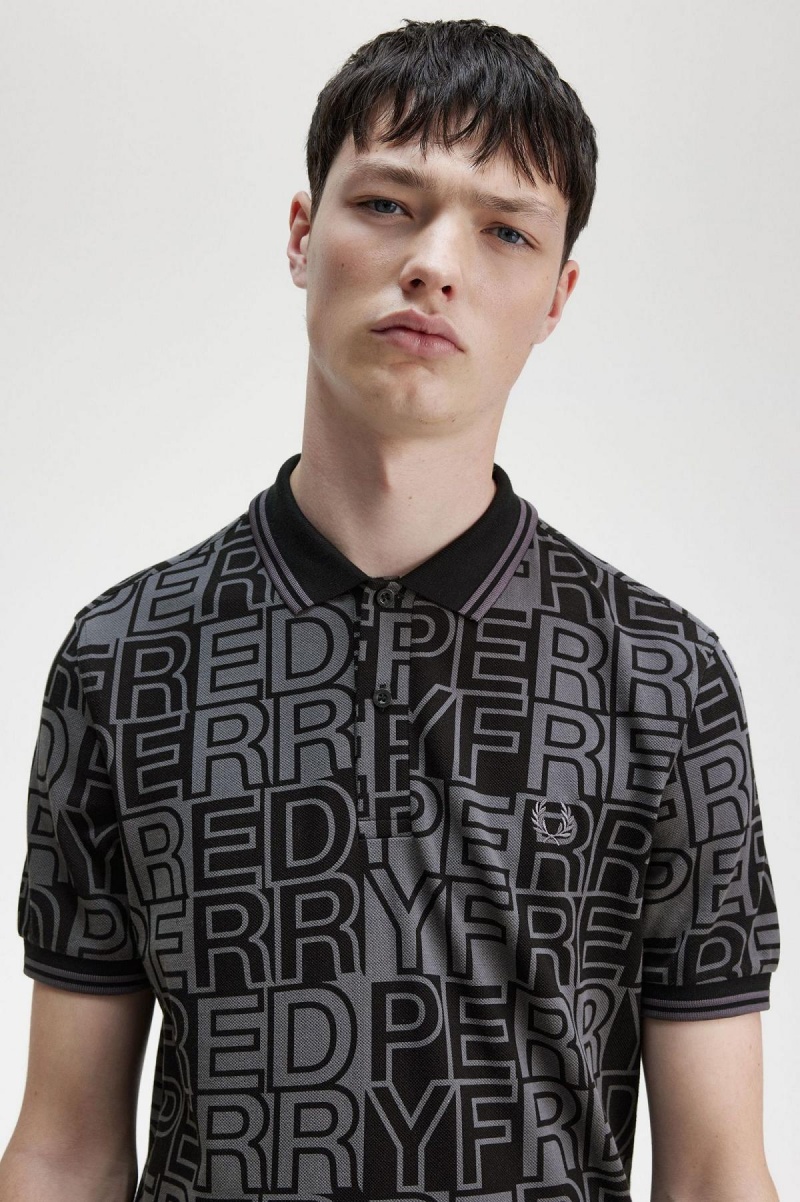 Fred Perry Block Graphic Fred Perry Shirt Polo Shirts Herren Gunmetal | GCHUC28238