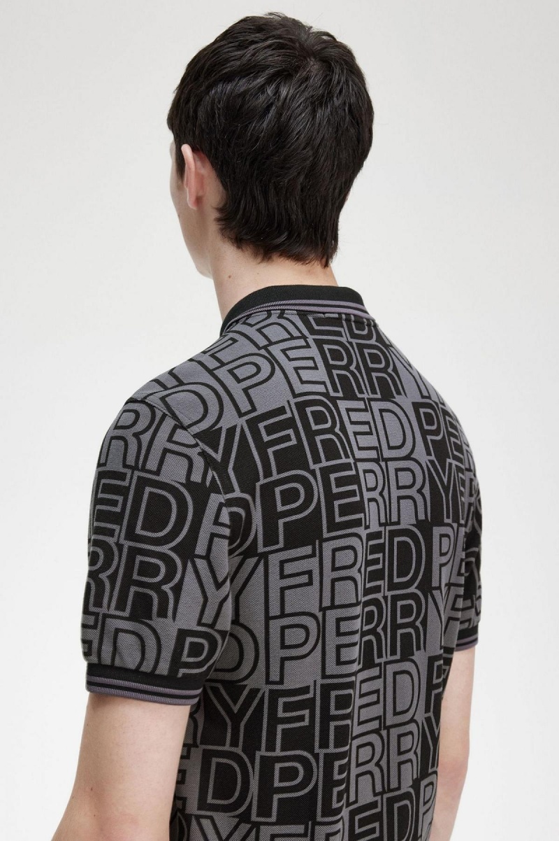 Fred Perry Block Graphic Fred Perry Shirt Polo Shirts Herren Gunmetal | GCHUC28238