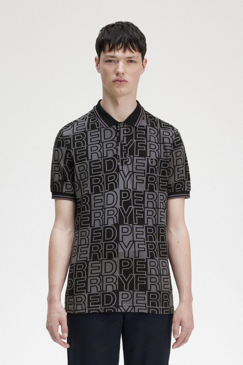 Fred Perry Block Graphic Fred Perry Shirt Polo Shirts Herren Gunmetal | GCHUC28238