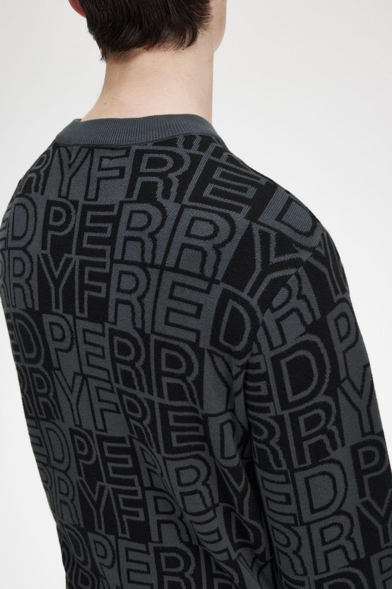 Fred Perry Block Graphic Jumper Strickwaren Herren Gunmetal | FCHUI93597