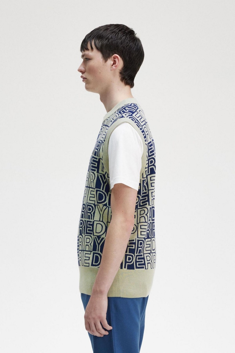 Fred Perry Block Graphic Tank Strickwaren Herren Seagrass | UCHTG58899