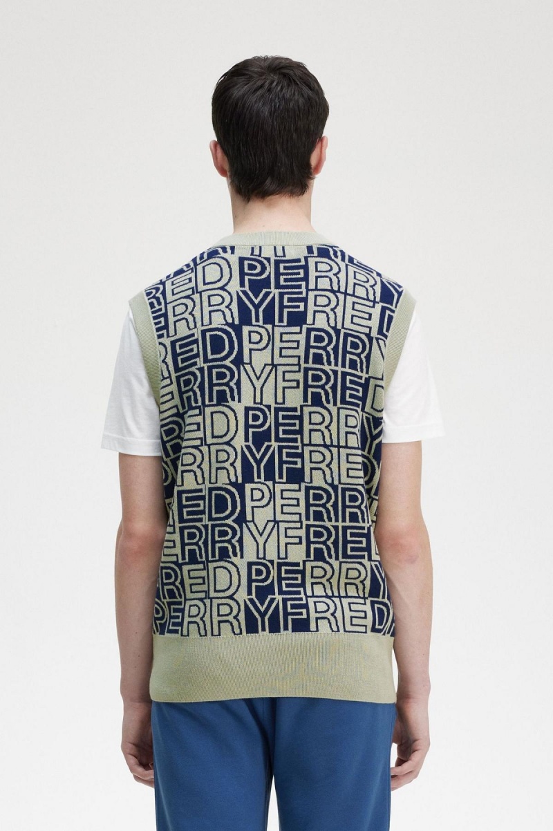 Fred Perry Block Graphic Tank Strickwaren Herren Seagrass | UCHTG58899