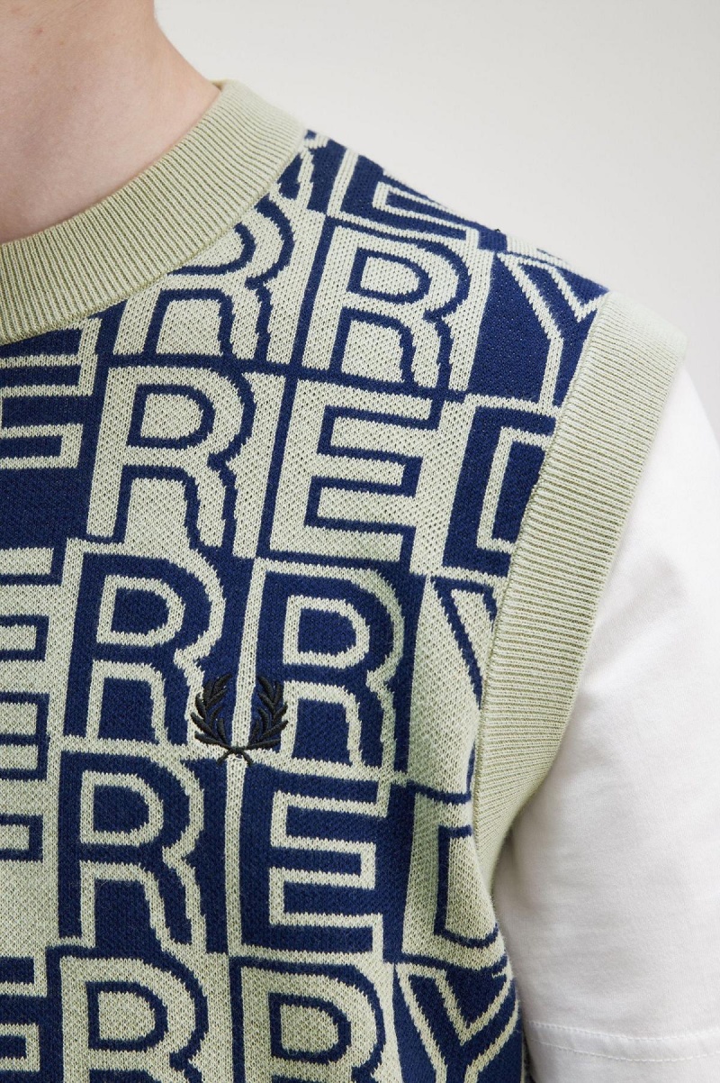 Fred Perry Block Graphic Tank Strickwaren Herren Seagrass | UCHTG58899
