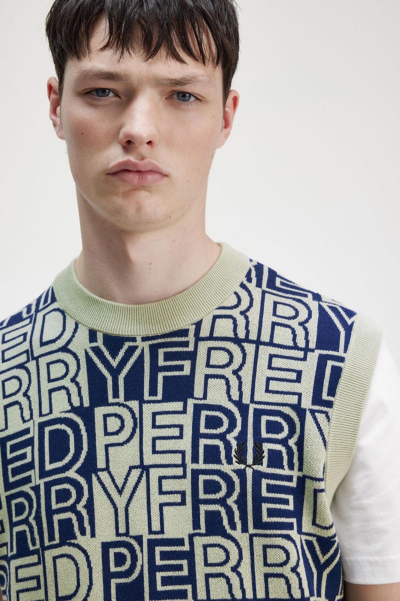 Fred Perry Block Graphic Tank Strickwaren Herren Seagrass | UCHTG58899