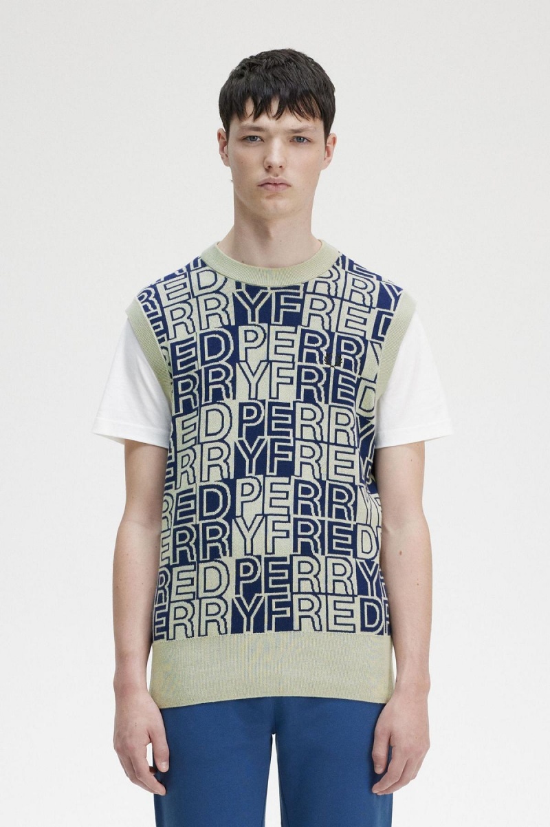 Fred Perry Block Graphic Tank Strickwaren Herren Seagrass | UCHTG58899