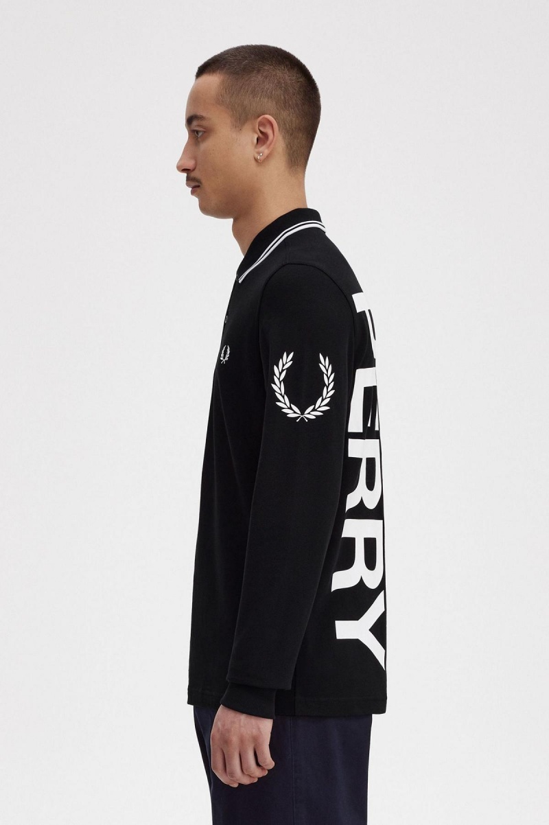 Fred Perry Bold Graphic Long Sleeve Fred Perry Shirt Polo Shirts Herren Schwarz | QCHUV74722